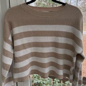 Sincerely Jules Brown and White Striped Cropped Sweater Sz S